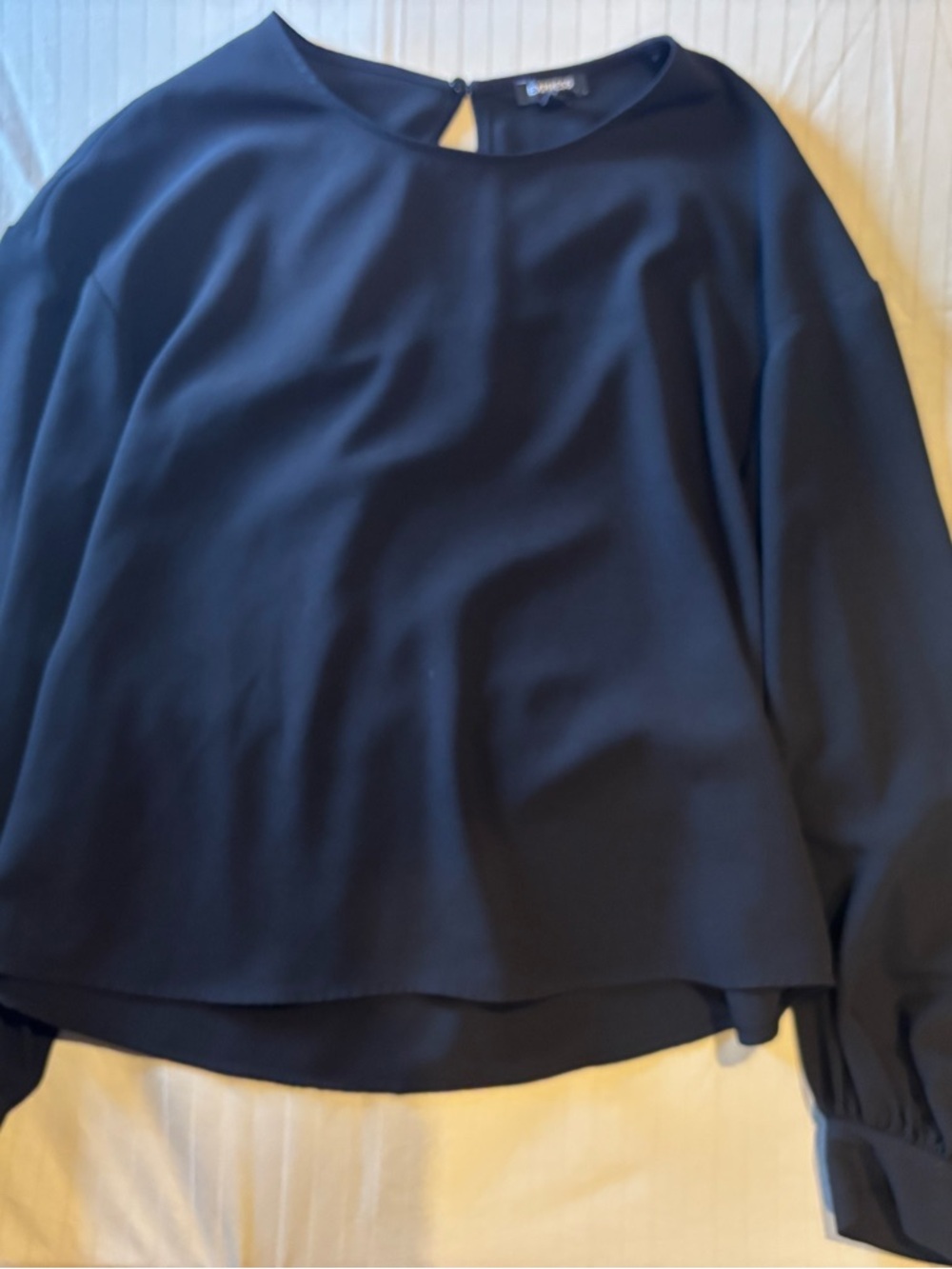Express Black Long-Sleeve Blouse with Back Keyhole